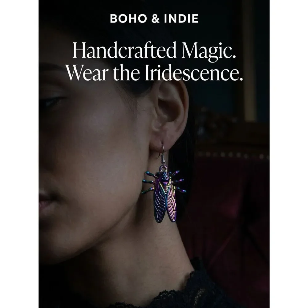 Boho & Indie Iridescent Cicada Earrings